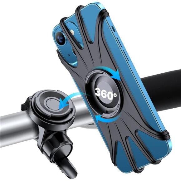 Bike Phone Mount Detachable, Universal Bicycle Phone Holder with 360° Rotatable